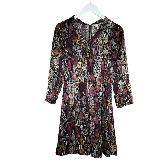 Rebecca Taylor Watercolor Snake Skin Hammered Silk Midi Career Dress Size 4 - Picture 10 of 10